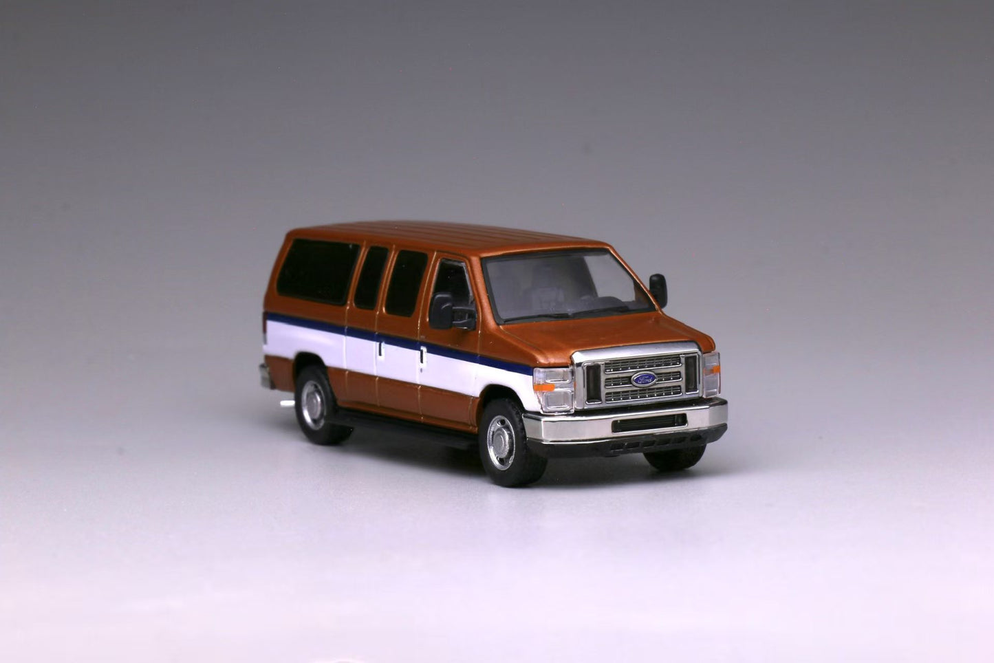 596 1:64 Ford E350 Orange with Openable Rear Door and Acrylic Case