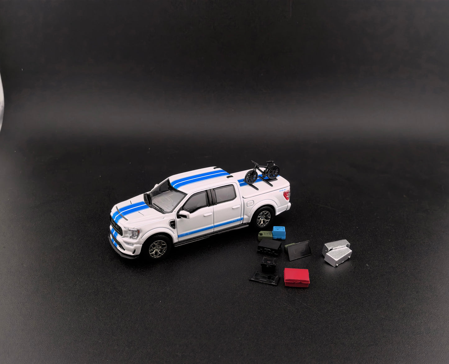 Mini Kars (Finework64) 1:64 F-150 Shelby Pickup Truck with accessories Sliver / White