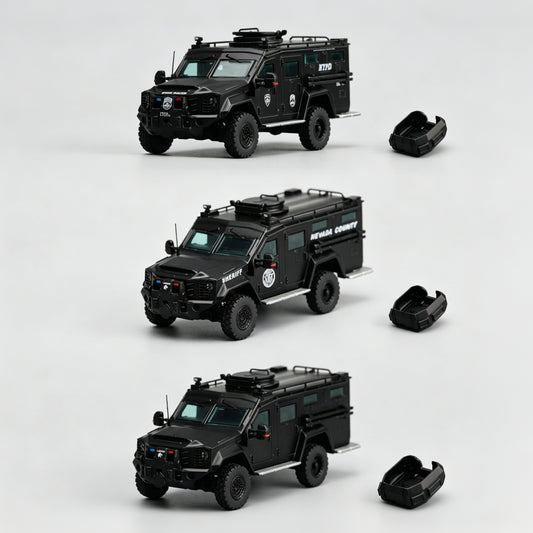 [Pre-order October] MVA 1/64 All Metal Bearcat G3 with openable rear door New York / Nevada County / Black