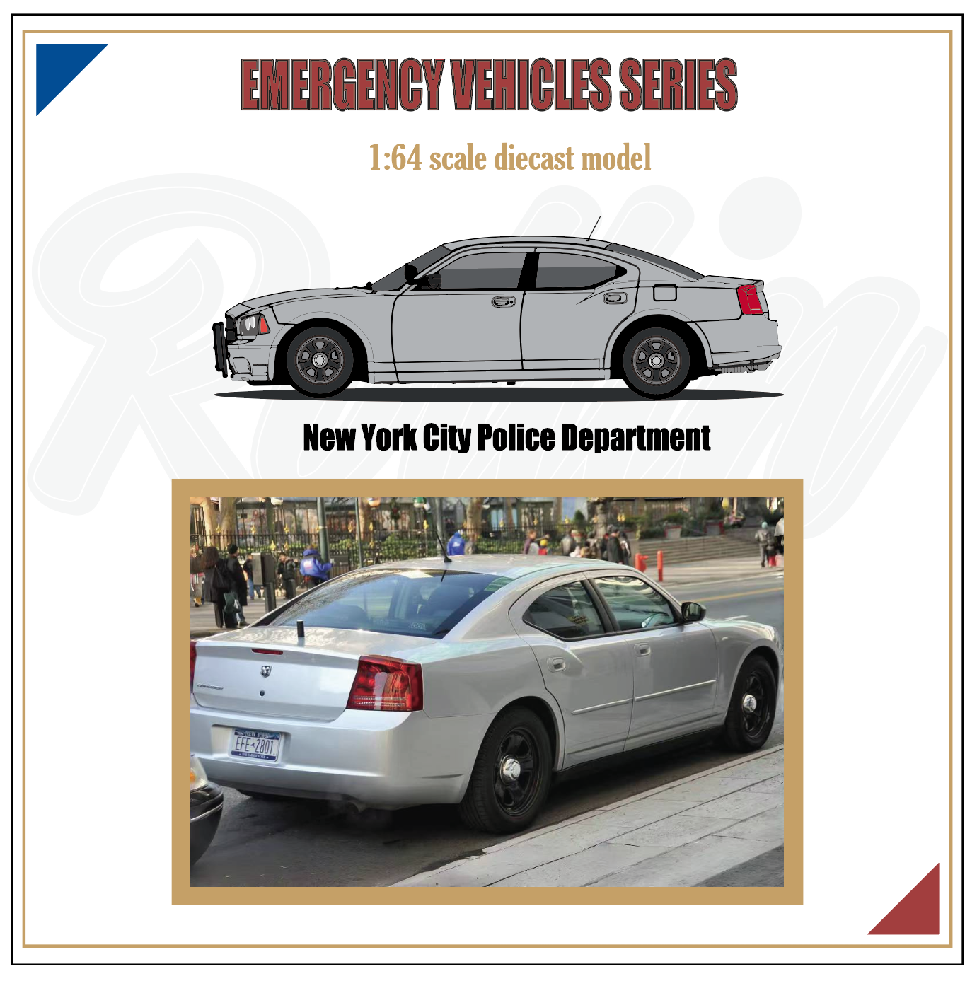 Rollin 1:64 Dodge Charger New York City Police Department Unmarked Sliver