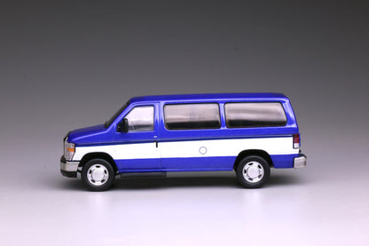 596 1:64 Ford E350 Blue with Openable Rear Door and Acrylic Case