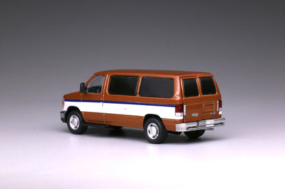 596 1:64 Ford E350 Orange with Openable Rear Door and Acrylic Case