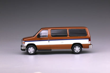 596 1:64 Ford E350 Orange with Openable Rear Door and Acrylic Case