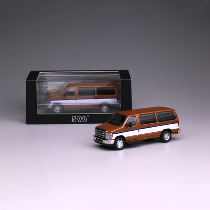 596 1:64 Ford E350 Orange with Openable Rear Door and Acrylic Case