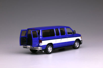 596 1:64 Ford E350 Blue with Openable Rear Door and Acrylic Case