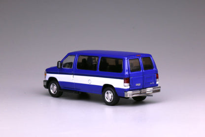 596 1:64 Ford E350 Blue with Openable Rear Door and Acrylic Case