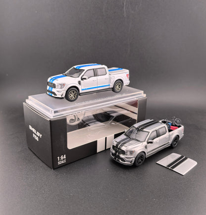 Mini Kars (Finework64) 1:64 F-150 Shelby Pickup Truck with accessories Sliver / White