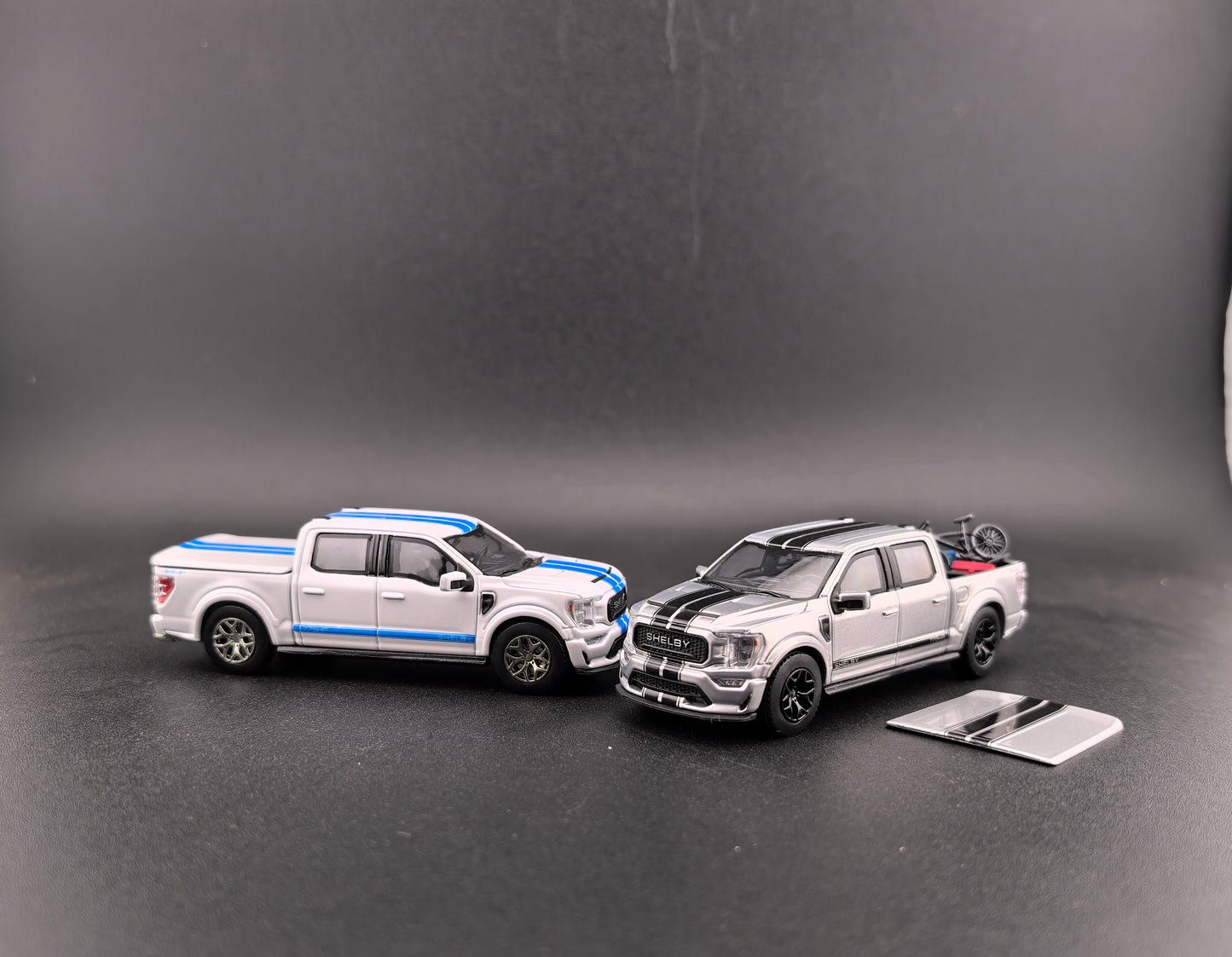 Mini Kars (Finework64) 1:64 F-150 Shelby Pickup Truck with accessories Sliver / White