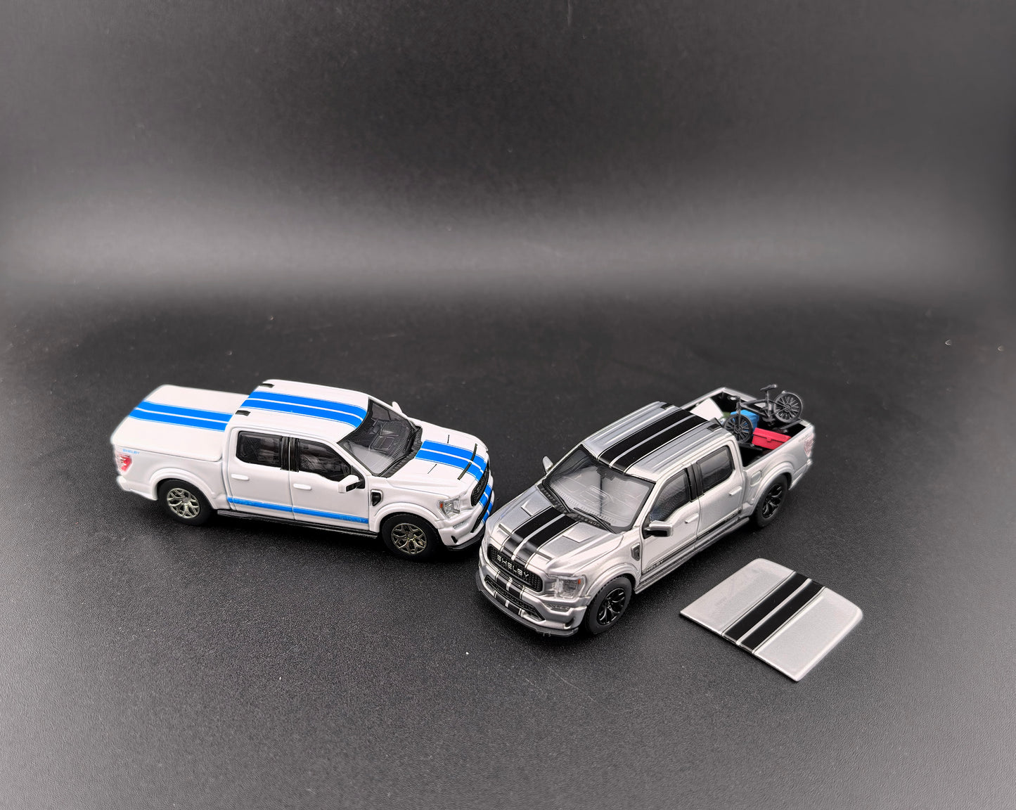 Mini Kars (Finework64) 1:64 F-150 Shelby Pickup Truck with accessories Sliver / White