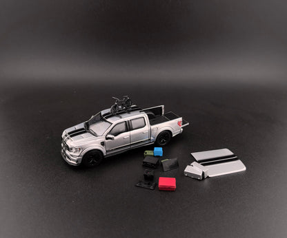 Mini Kars (Finework64) 1:64 F-150 Shelby Pickup Truck with accessories Sliver / White