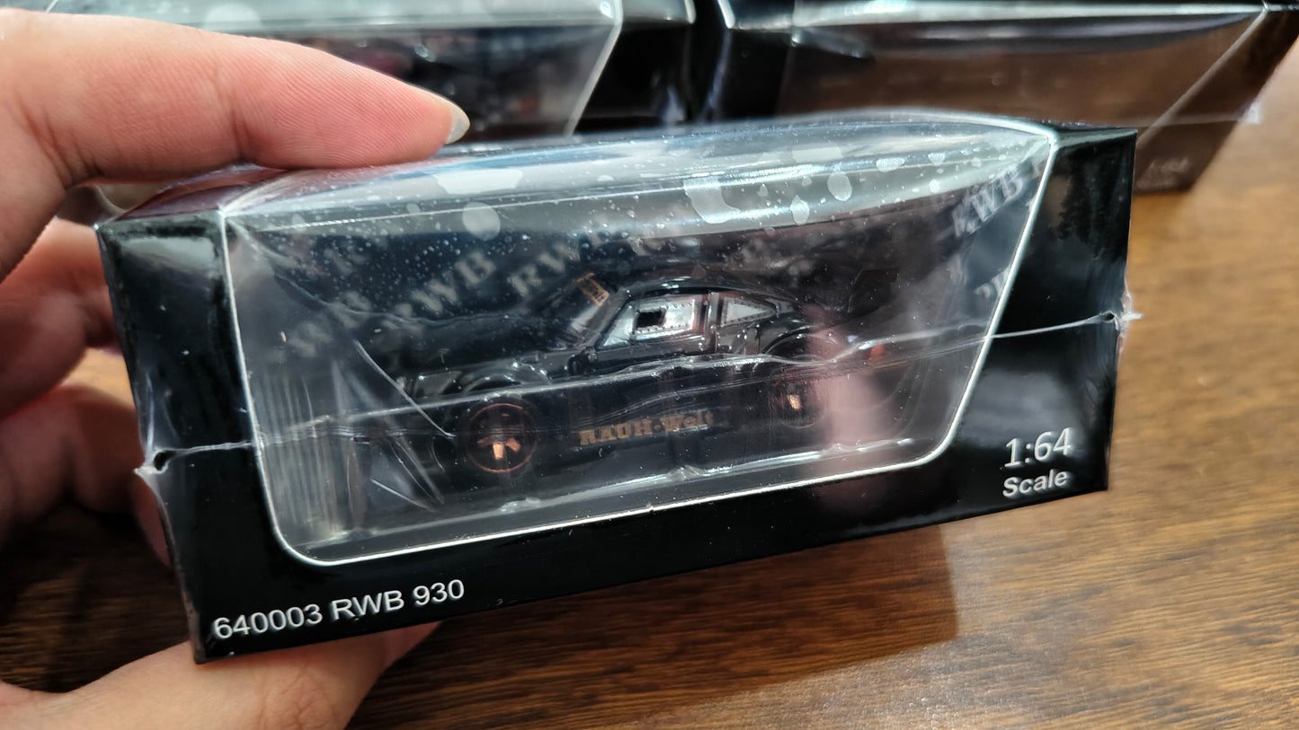 FG 1:64 Black RWB 930 Sports Full Open Diecast Model Car Collection