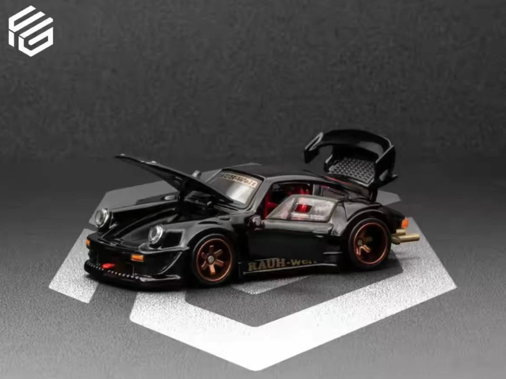 FG 1:64 Black RWB 930 Sports Full Open Diecast Model Car Collection