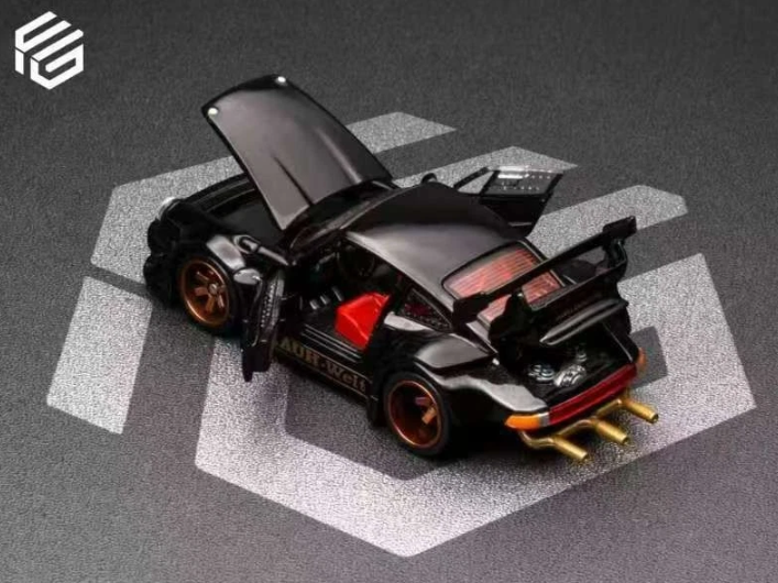 FG 1:64 Black RWB 930 Sports Full Open Diecast Model Car Collection