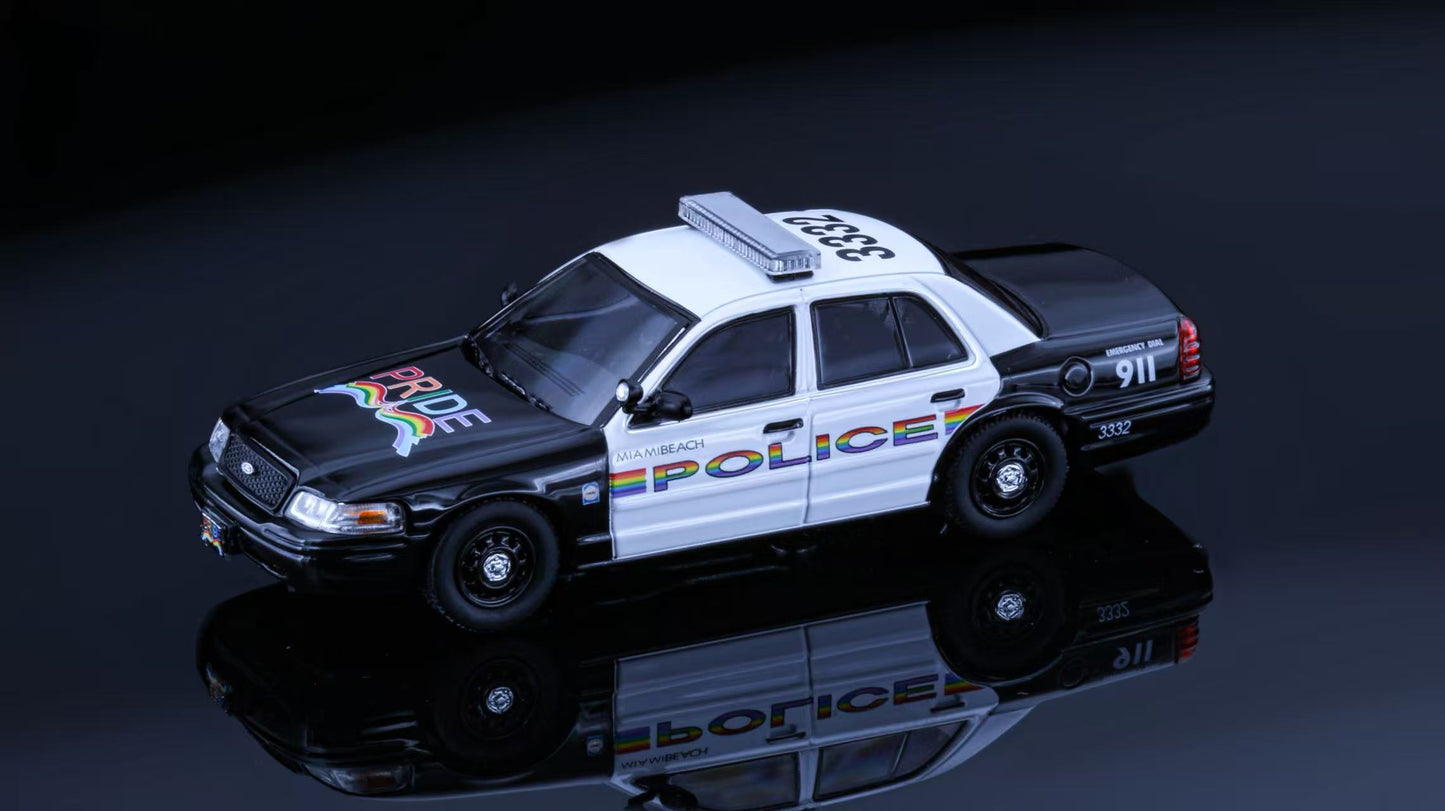 Rollin 1:64 Miami Beach Police Pride Ford Crown Victoria Diecast