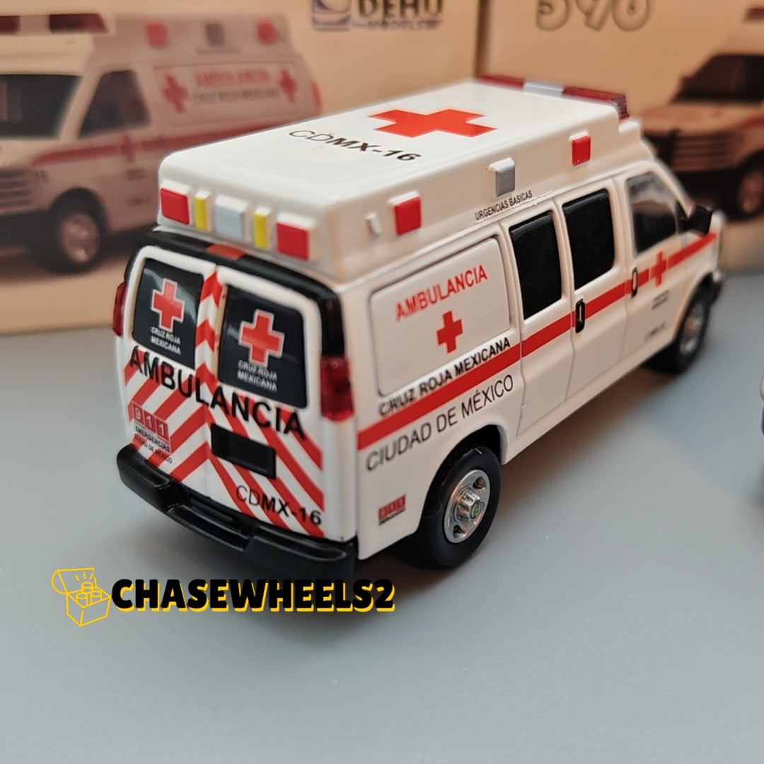 596 1:64 Mexico Exclusive Chevrolet Express - CRUZ ROJA MEXICANA